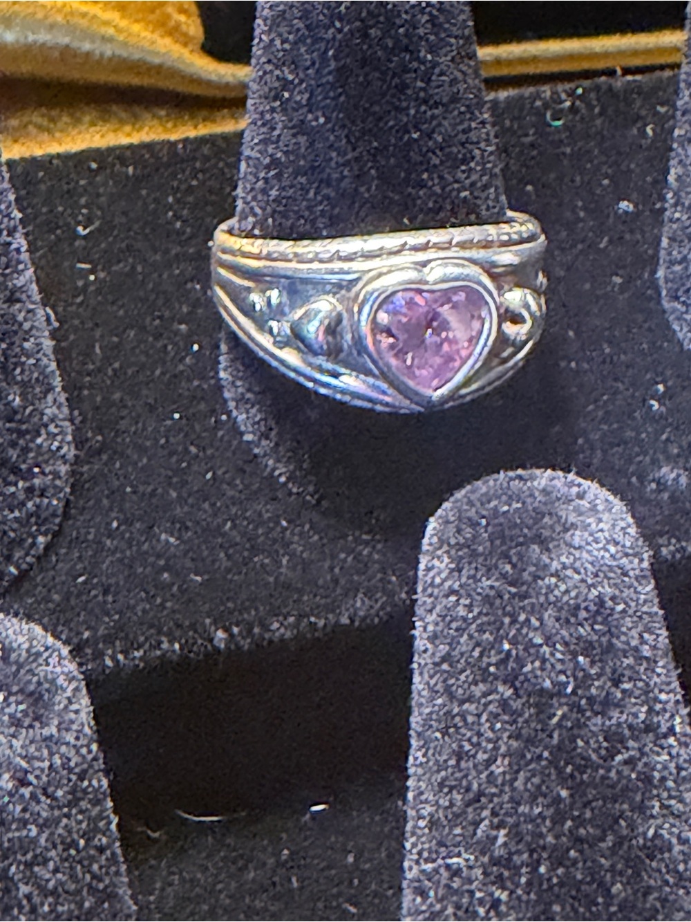 2 sterling silver rings. Pink size 8.5/ Hematite silver ring size 8.